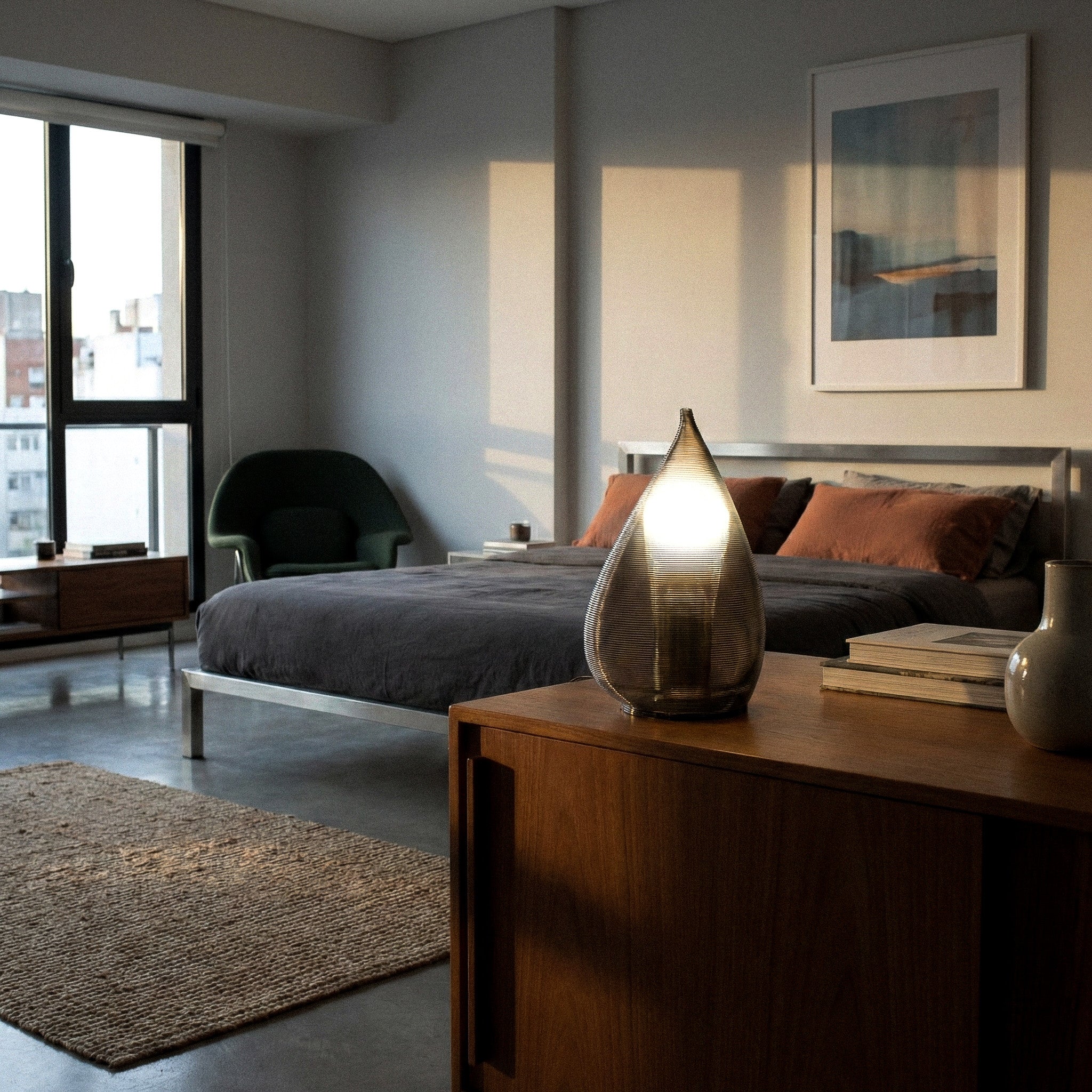 Three Blob lamps styled together